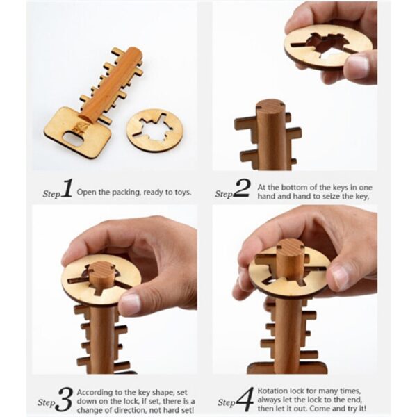 Intelligence Development Unlock Toys - cognitive toy -Wooden and Brain Teaser Puzzles 3D Education Toys for Adults, Kids and seniors IQ Logic Training Family Game Party Favor Coffee Table Time Unlock Interlock Mind Puzzles Box - Image 6